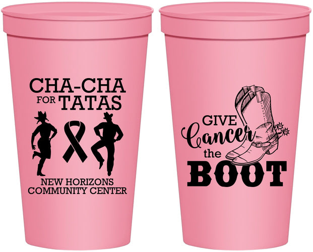 Personalized Awareness 22 oz Stadium Cups - Give Cancer A Boot | 230011