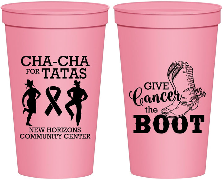Personalized Awareness 22 oz Stadium Cups - Give Cancer A Boot | 230011
