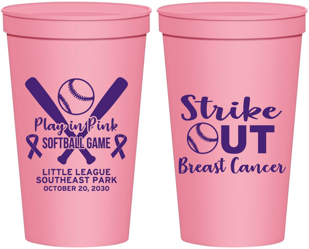 Personalized Awareness 22 oz Stadium Cups - Baseball Strick Out | 230016