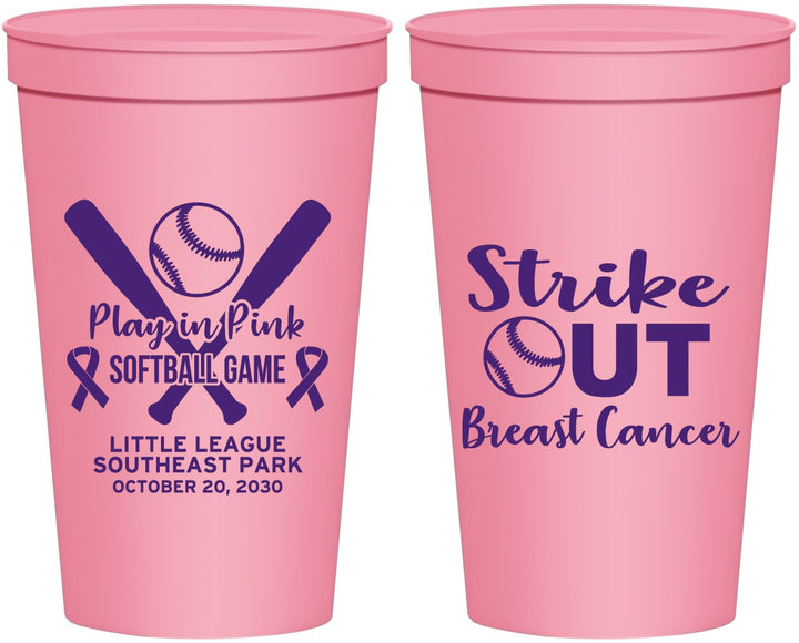 Personalized Awareness 22 oz Stadium Cups - Baseball Strick Out | 230016