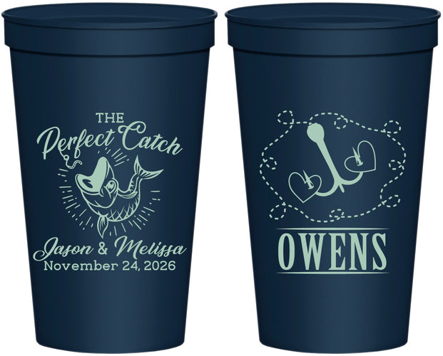 Personalized Wedding 22 oz Stadium Cups - The Perfect Catch | 232
