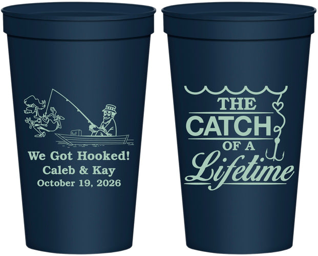 Personalized Wedding 22 oz Stadium Cups - Catch Of A Lifetime | 234