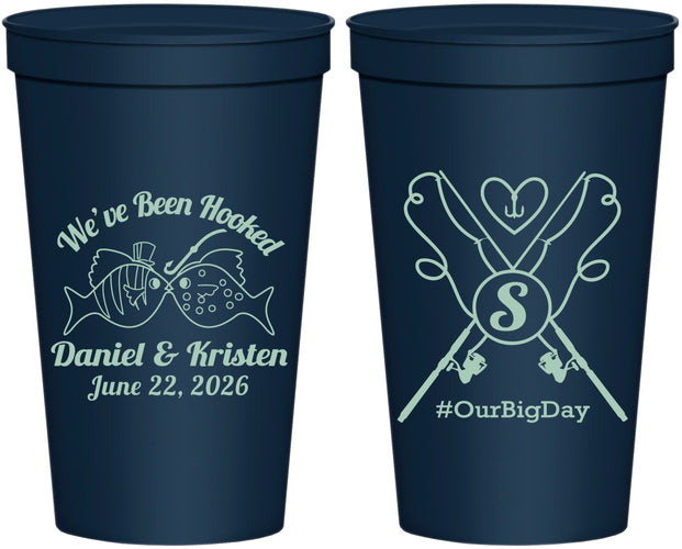 Personalized Wedding 22 oz Stadium Cups - Been Hooked Fishing | 238