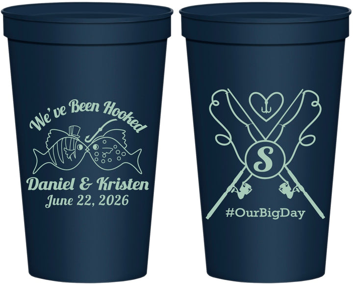 Personalized Wedding 22 oz Stadium Cups - Been Hooked Fishing | 238
