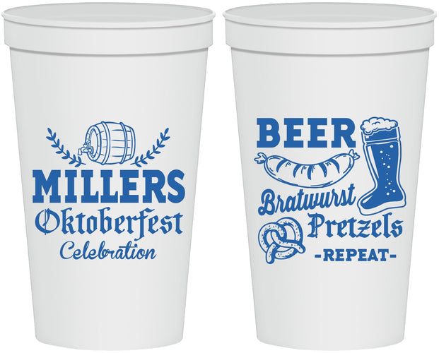 Personalized Oktoberfest 22 oz Stadium Cups - Bratwurst Pretzels | 240007
