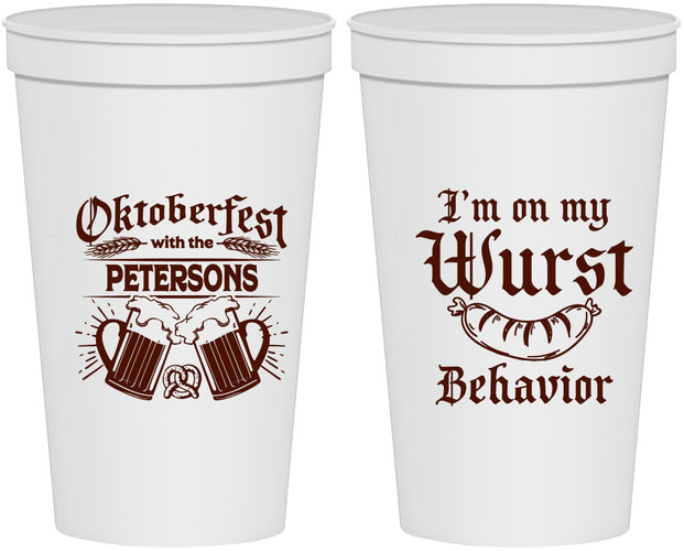 Personalized Oktoberfest 22 oz Stadium Cups - Wurst Behavior | 240010