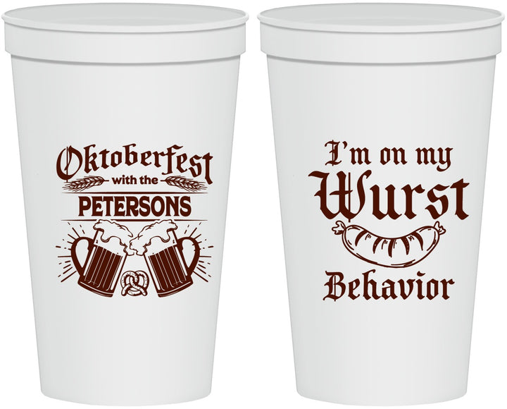 Personalized Oktoberfest 22 oz Stadium Cups - Wurst Behavior | 240010
