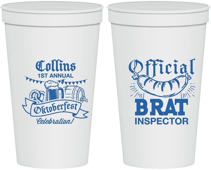 Personalized Oktoberfest 22 oz Stadium Cups - Brat Inspector | 240011