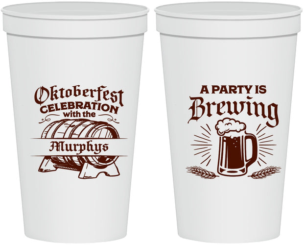 Personalized Oktoberfest 22 oz Stadium Cups - Beer Keg | 240014