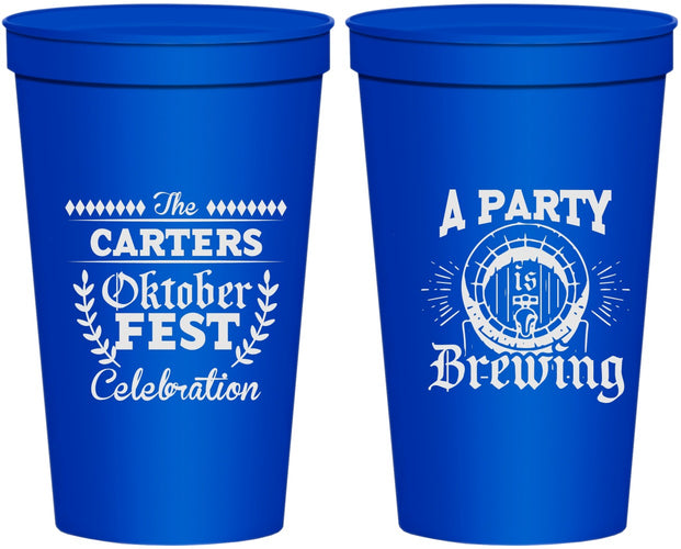 Personalized Oktoberfest 22 oz Stadium Cups - Beer Keg | 240017