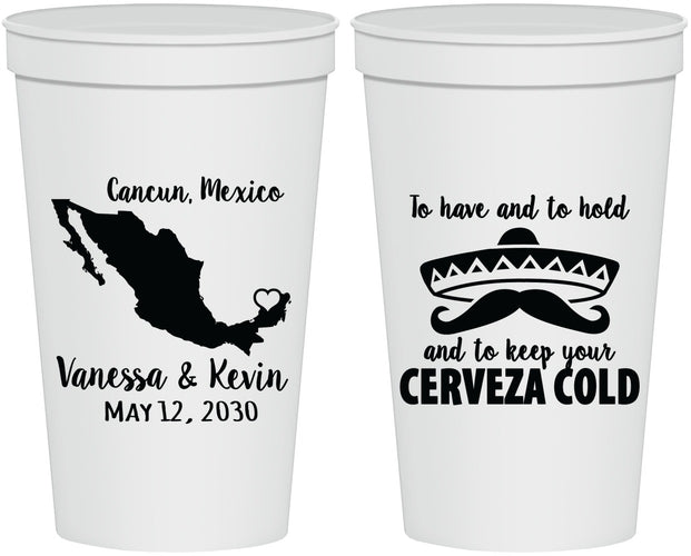 Personalized Wedding 22 oz Stadium Cups - Cerveza Mexico | 241