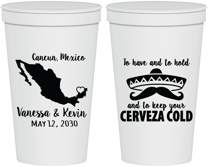 Personalized Wedding 22 oz Stadium Cups - Cerveza Mexico | 241