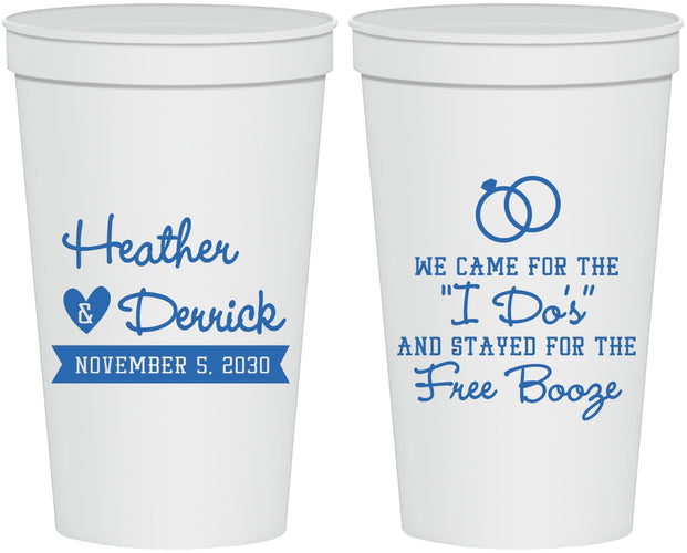 Personalized Wedding 22 oz Stadium Cups - I Do Free Booze | 243