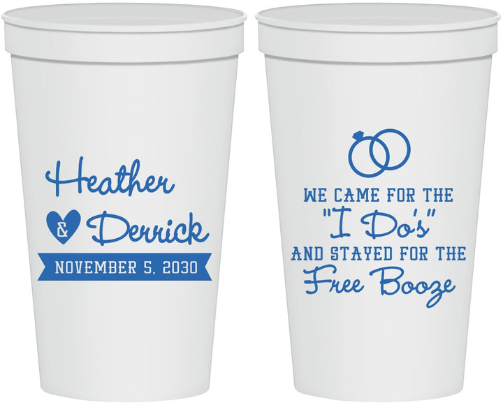 Personalized Wedding 22 oz Stadium Cups - I Do Free Booze | 243