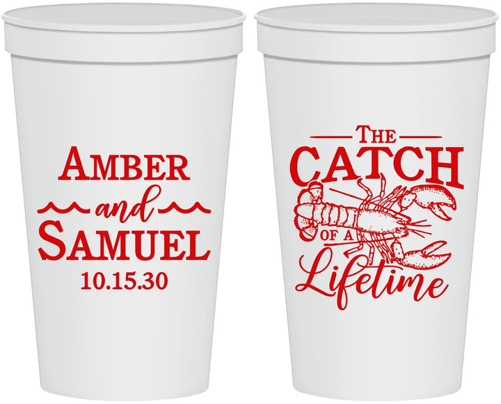 Personalized Wedding 22 oz Stadium Cups - Catch Of A Lifetime Lobster | 245