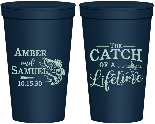 Personalized Wedding 22 oz Stadium Cups - Catch Of A Lifetime Fish | 246
