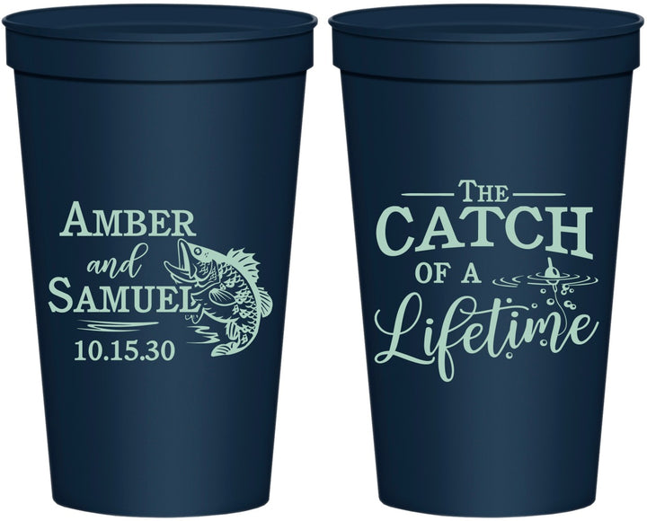 Personalized Wedding 22 oz Stadium Cups - Catch Of A Lifetime Fish | 246