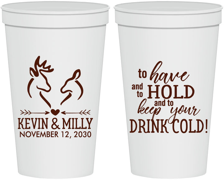 Personalized Wedding 22 oz Stadium Cups - To Have And To Hold | 250