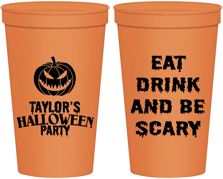 Personalized Halloween 22 oz Stadium Cups - Scary Pumpkin | 250008
