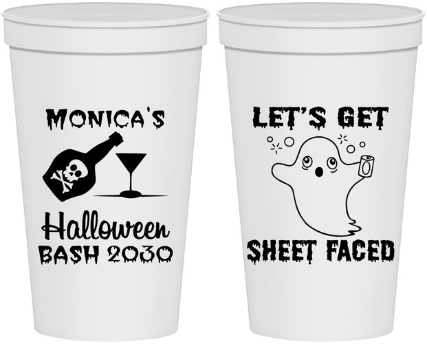 Personalized Halloween 22 oz Stadium Cups - Ghost Sheet Faced | 250009