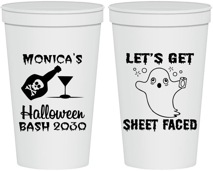 Personalized Halloween 22 oz Stadium Cups - Ghost Sheet Faced | 250009