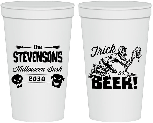 Personalized Halloween 22 oz Stadium Cups - Trick Or Beer | 250021