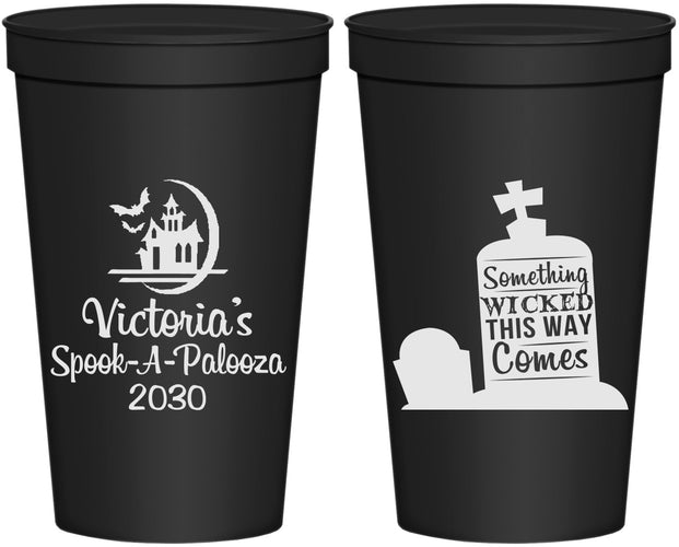 Personalized Halloween 22 oz Stadium Cups - Haunted House | 250031