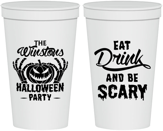 Personalized Halloween 22 oz Stadium Cups - Eat Drink Be Scary | 250033