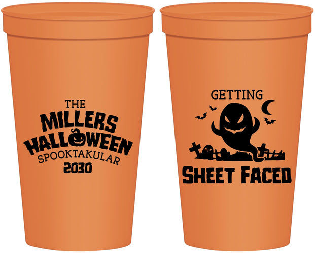 Personalized Halloween 22 oz Stadium Cups - Ghost Sheet Faced | 250040