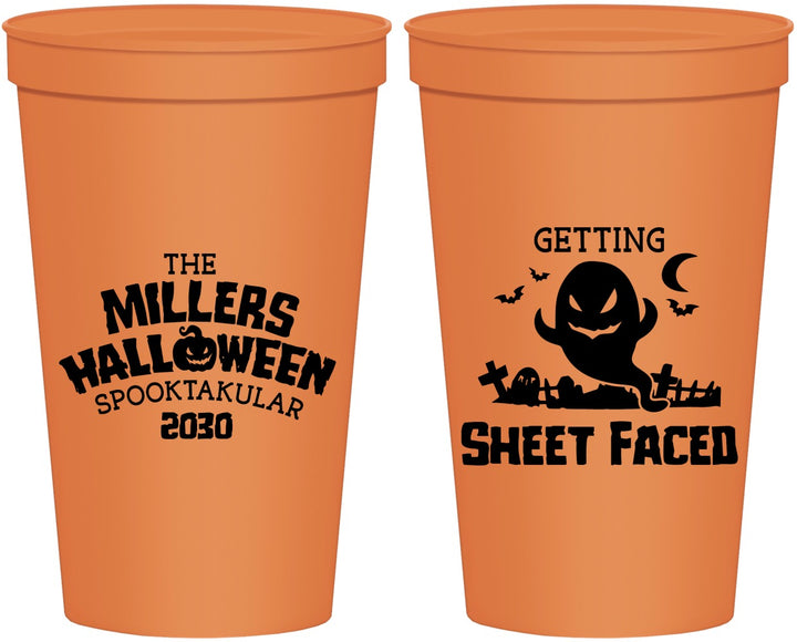 Personalized Halloween 22 oz Stadium Cups - Ghost Sheet Faced | 250040