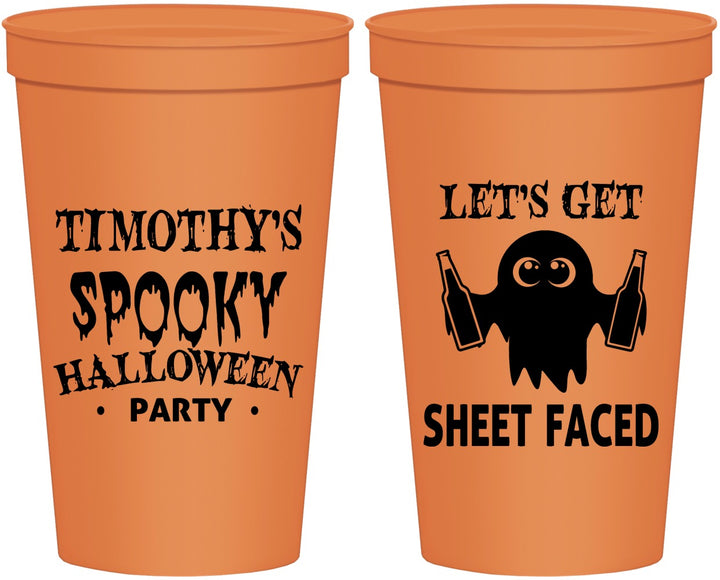 Personalized Halloween 22 oz Stadium Cups - Ghost Sheet Faced | 250044