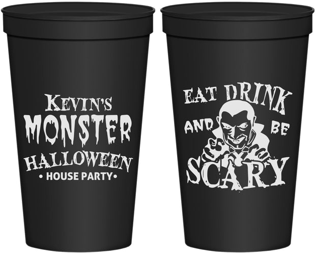 Personalized Halloween 22 oz Stadium Cups - Eat Drink Be Scary | 250063
