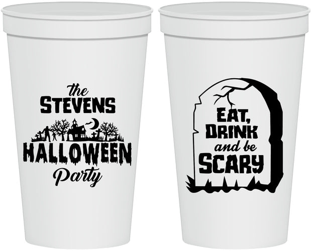 Personalized Halloween 22 oz Stadium Cups - Eat Drink Be Scary | 250074