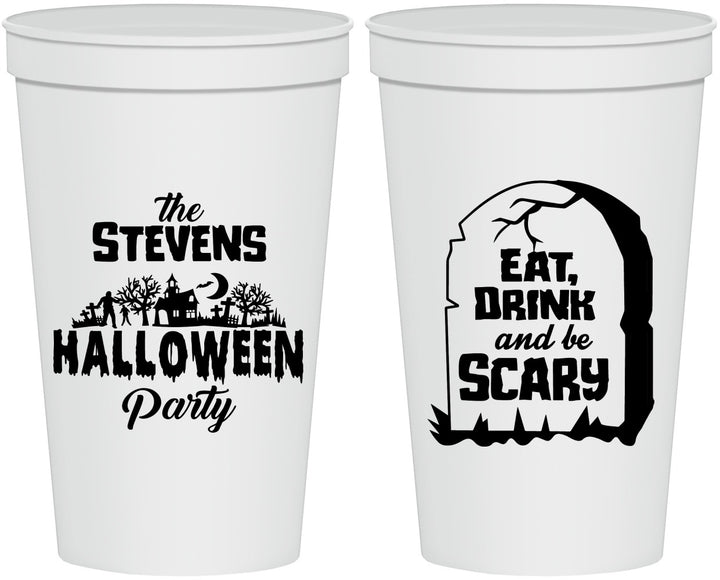 Personalized Halloween 22 oz Stadium Cups - Eat Drink Be Scary | 250074