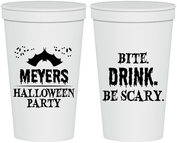 Personalized Halloween 22 oz Stadium Cups - Bite Drink Be Scary | 250082