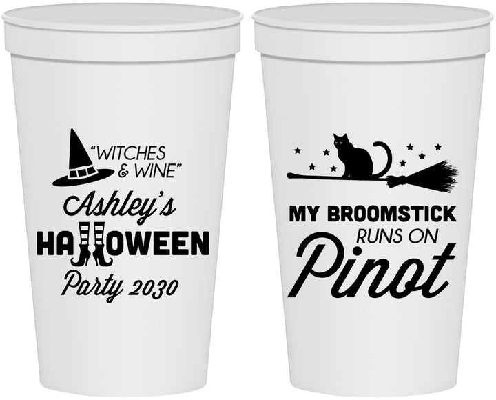 Personalized Halloween 22 oz Stadium Cups - Witch Broomstick | 250098