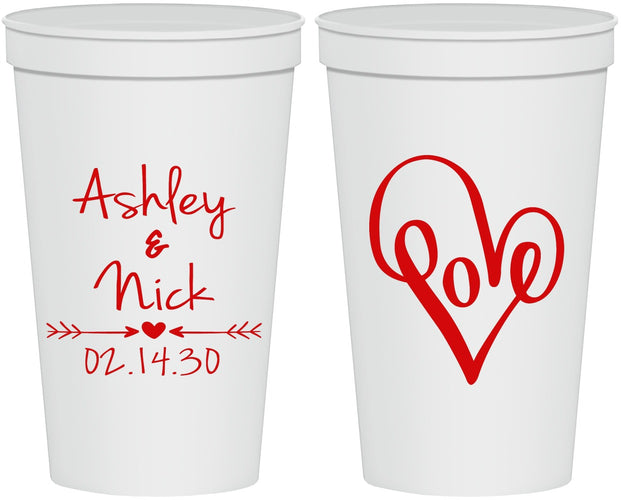 Personalized Wedding 22 oz Stadium Cups - Love | 252