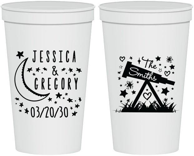 Personalized Wedding 22 oz Stadium Cups - Telescope | 255