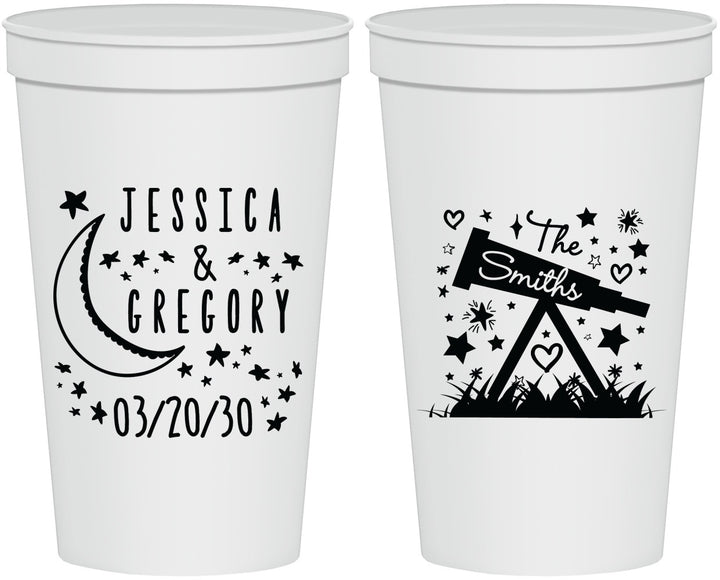 Personalized Wedding 22 oz Stadium Cups - Telescope | 255
