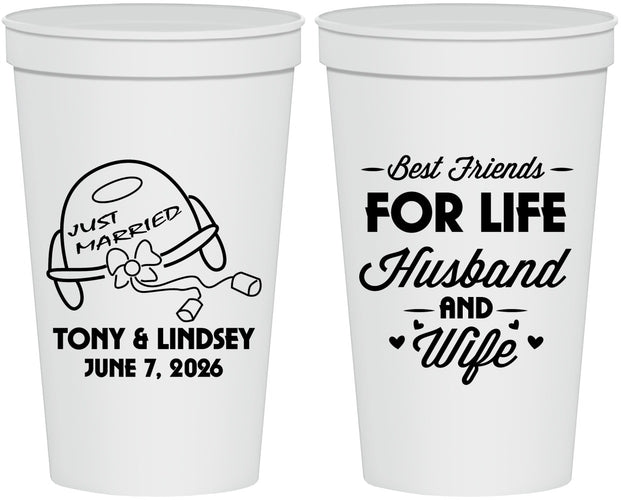 Personalized Wedding 22 oz Stadium Cups - Best Friends For Life | 256