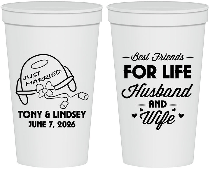 Personalized Wedding 22 oz Stadium Cups - Best Friends For Life | 256