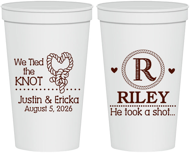 Personalized Wedding 22 oz Stadium Cups - We Tied The Knot | 260