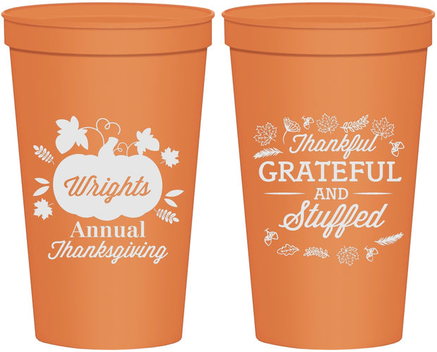 Personalized Thanksgiving 22 oz Stadium Cups - Grateful And Stuffed | 260000