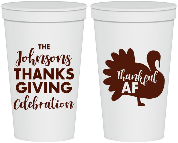Personalized Thanksgiving 22 oz Stadium Cups - Thankful Af | 260002