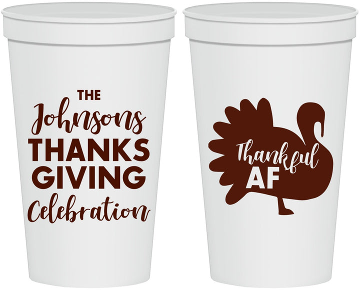 Personalized Thanksgiving 22 oz Stadium Cups - Thankful Af | 260002