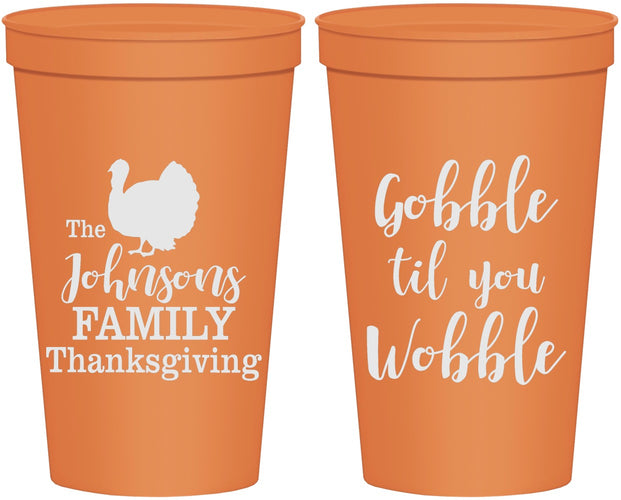 Personalized Thanksgiving 22 oz Stadium Cups - Gobble Til You Wobble | 260004