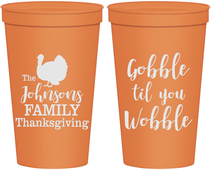 Personalized Thanksgiving 22 oz Stadium Cups - Gobble Til You Wobble | 260004