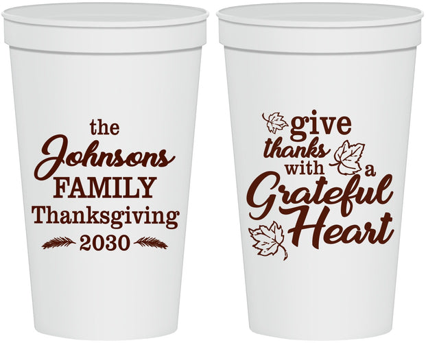 Personalized Thanksgiving 22 oz Stadium Cups - Grateful | 260006
