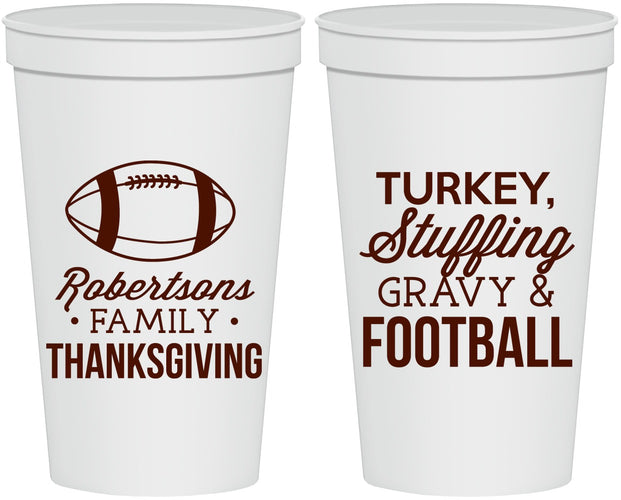 Personalized Thanksgiving 22 oz Stadium Cups - Football Turkey | 260010