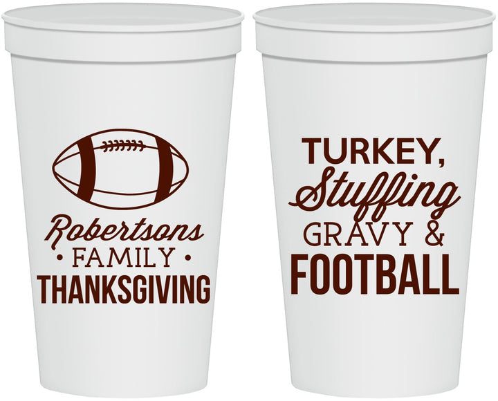 Personalized Thanksgiving 22 oz Stadium Cups - Football Turkey | 260010
